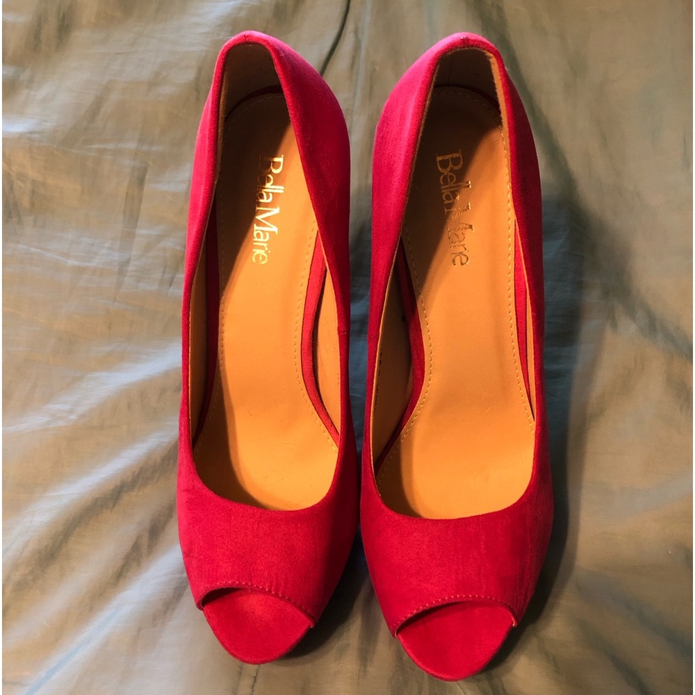 Bella Marie ERIKA- Fuchsia Suede-Women's peep toe platform stiletto heels- 8.5M